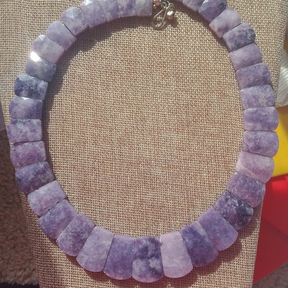 Jay King DTR mine finds  Lepidolite Faceted Purple Stones Necklace 925 Sterling - Picture 2 of 8